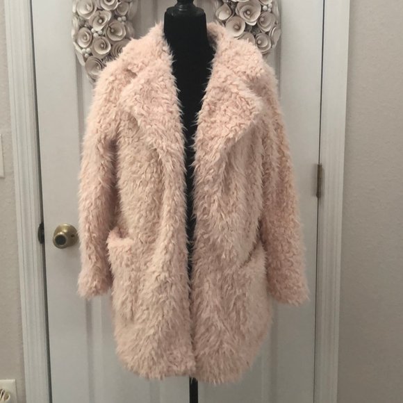 DONATED!!  Open front blush faux fur teddy - Picture 3 of 8